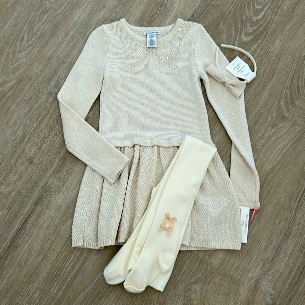 Cupcakes and Cashmere girls knit dress with tights